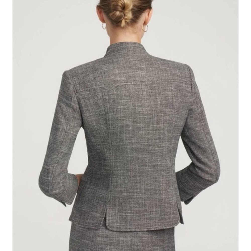 Anne Klein Stand Collar Tweed Jacket Blazer - Picture 2 of 4